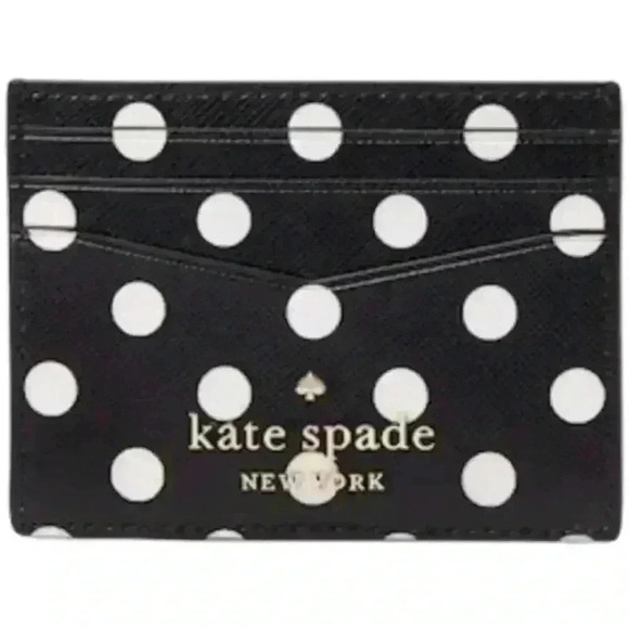 Kate Spade Cheers Boxed Cardholder And Keyfob Set in Black/White NWT - Picture 2 of 5